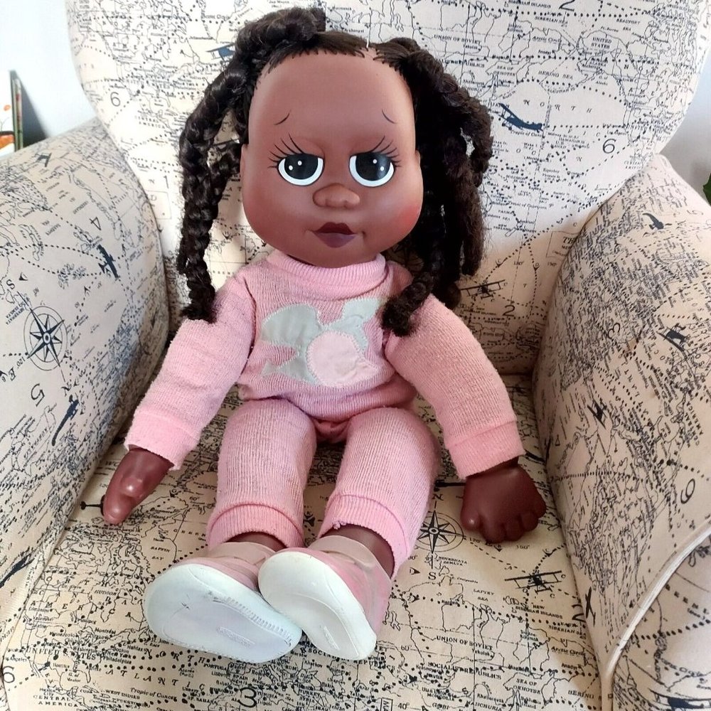 Vtg Eegee Goldberger Doll African American Girl Doll 21"